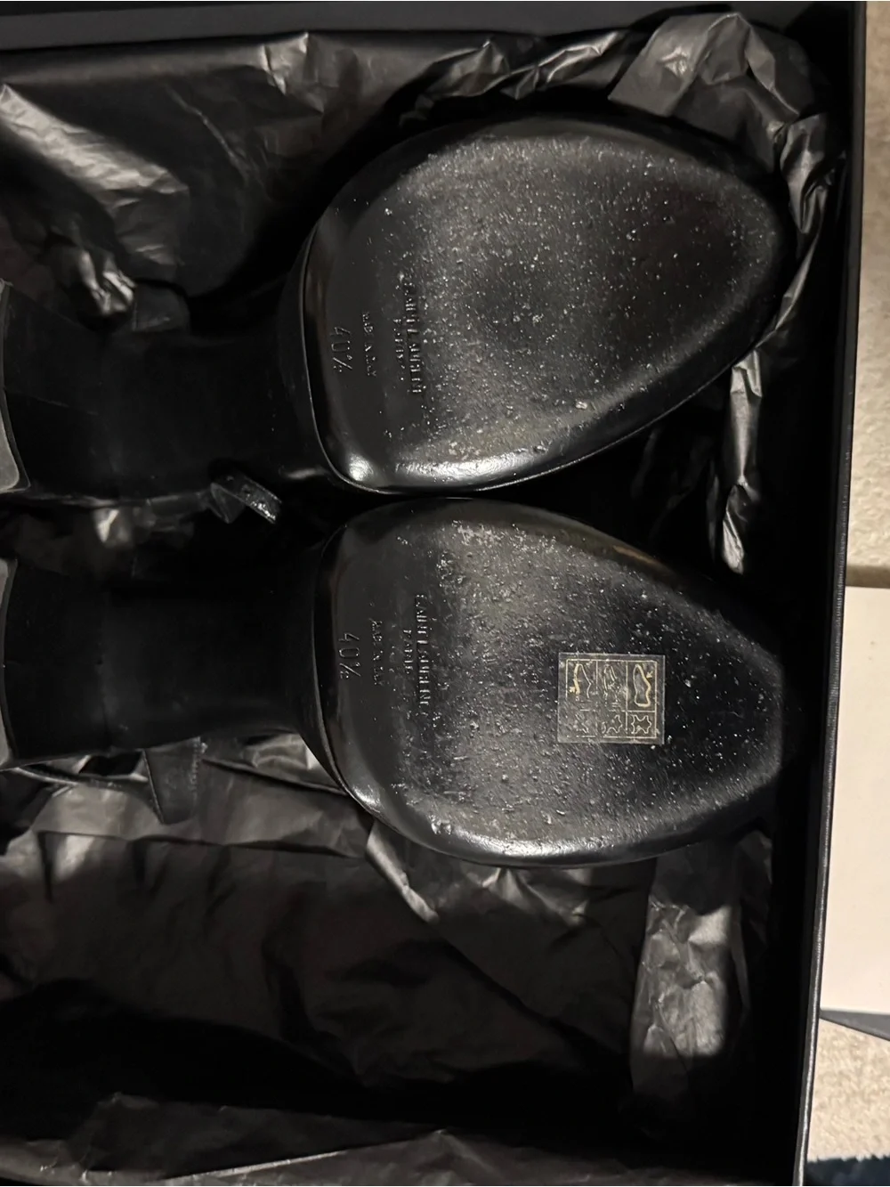 Saint Laurent Black Leather Knotted Platform Slingback Sandals - Picture 5 of 7